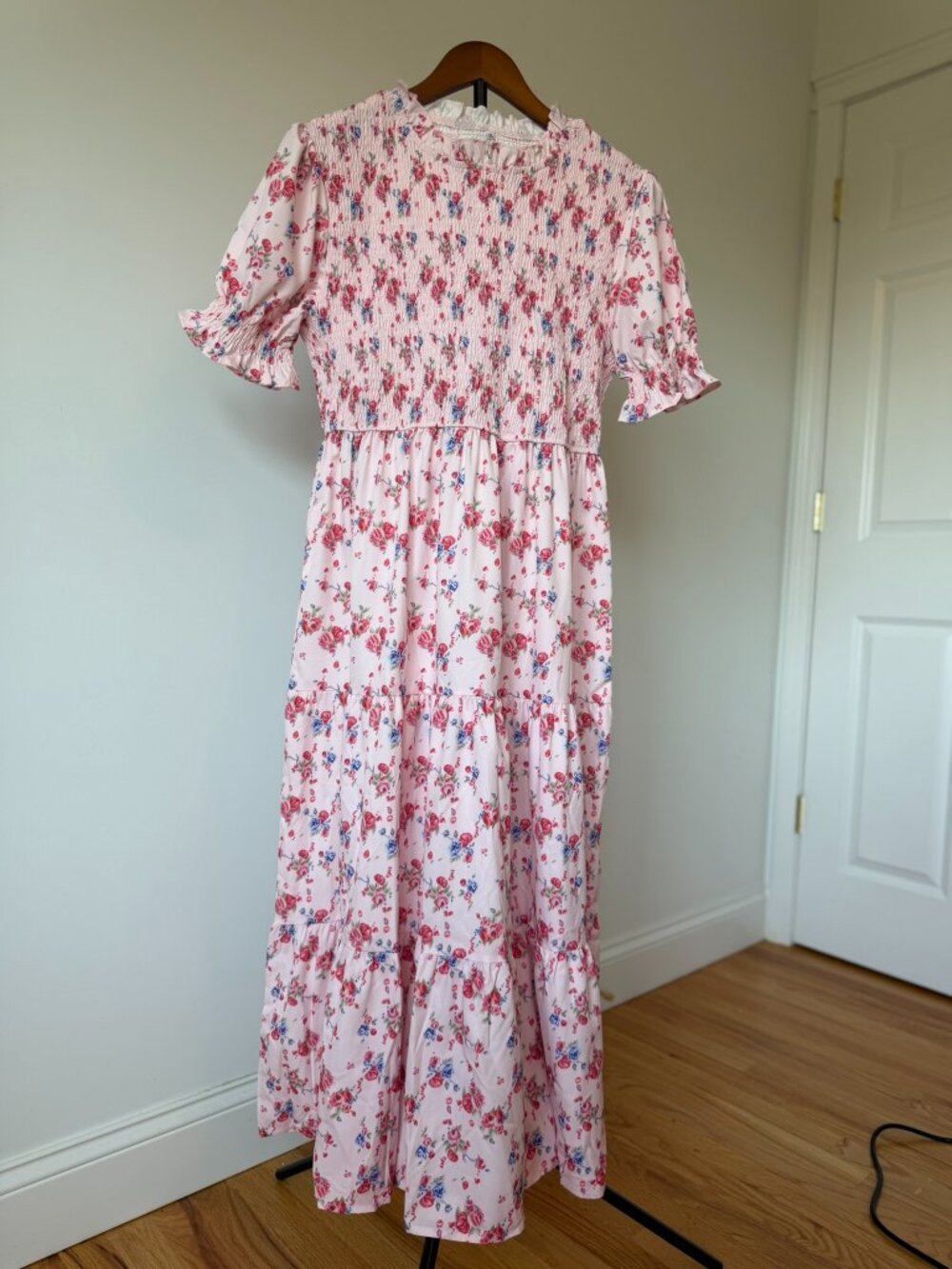 Petallush Pink Floral Smocked Midi Dress XL NWT